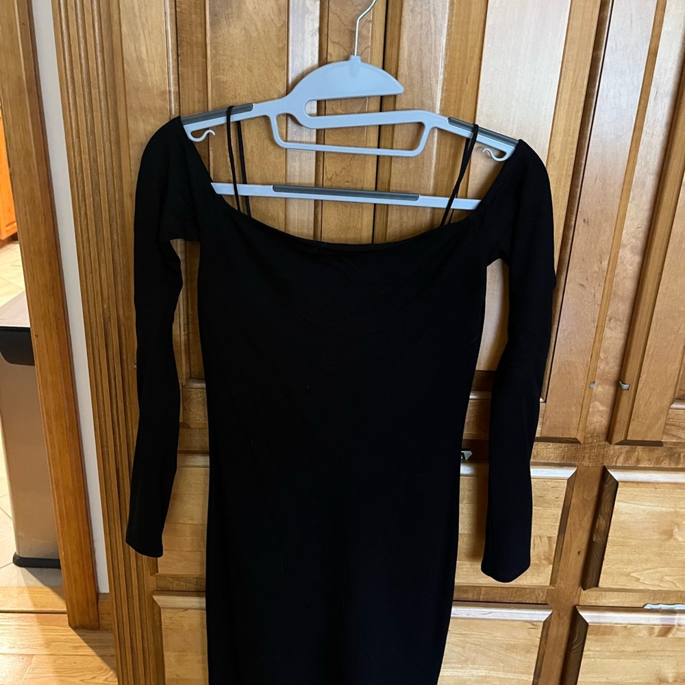 Black Long Sleeve Mini Dress